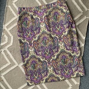 J.Crew No. 2 Paisley Pencil Skirt Jewel-Toned Holiday Colors